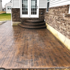 Wood Stamped & Stained Concrete patio
