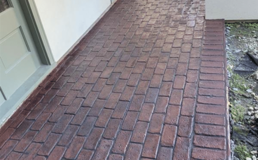 Stamped Brick Concrete Walkway
